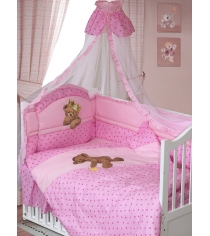 Комплект в кроватку 8 предметов Золотой Гусь Мишка-Царь розовый
